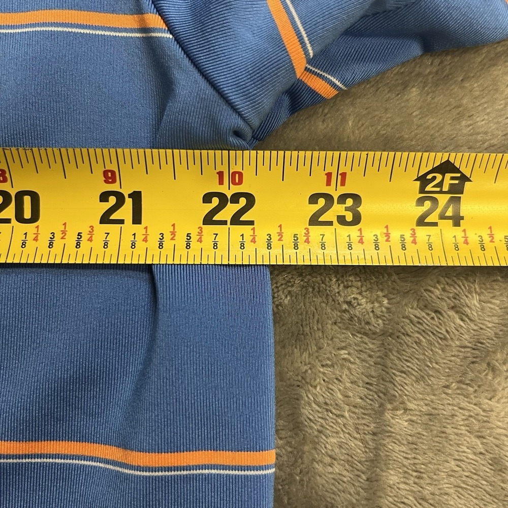 Under Armour Polo Shirt Mens XL Blue Orange Striped HeatGear The Preserve Golf - Picture 6 of 7
